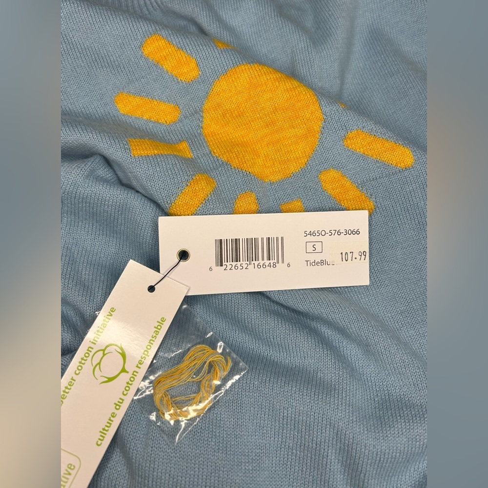 Tribal Jeans Sz S Tide Blue Crew Neck Sunshine 3/4 Sleeve Sweater NWT $108 - Picture 7 of 10